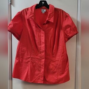 Puff short sleeve button-down stretch shirt